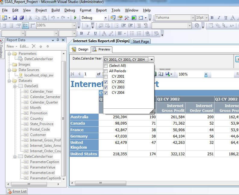 Developing A SSRS Report Using A SSAS Data Source